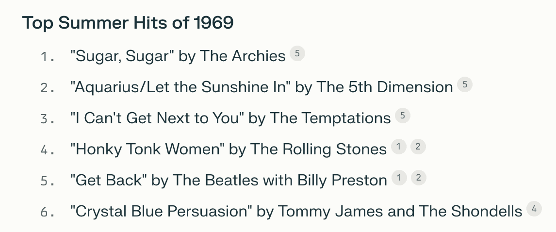 Summer of '69 top hits